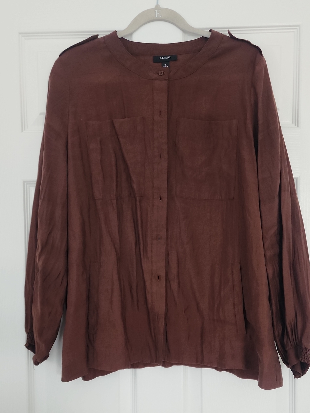 A.L.C. Women's Rust Brown Button-Front Long Sleeve Shirt